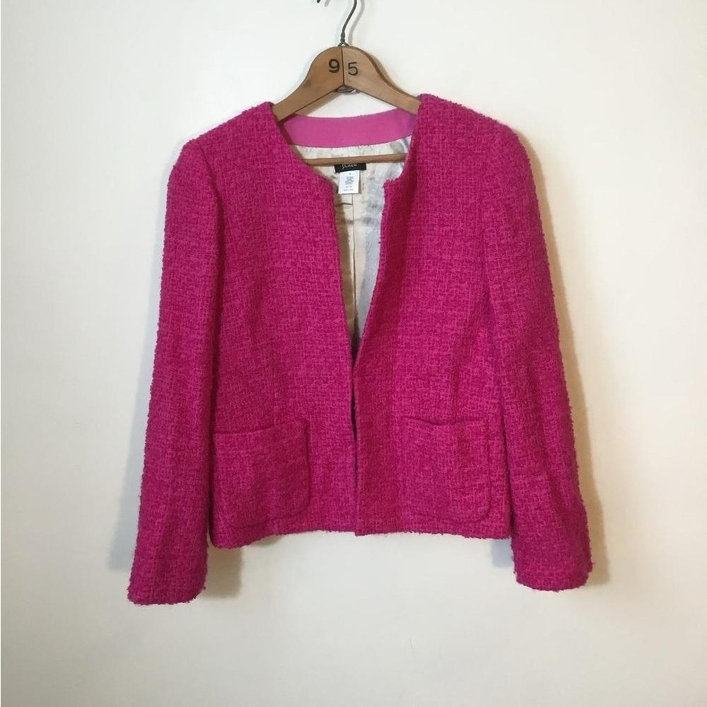 J Crew Astro Pink Boucle Wool Jacket Size 4